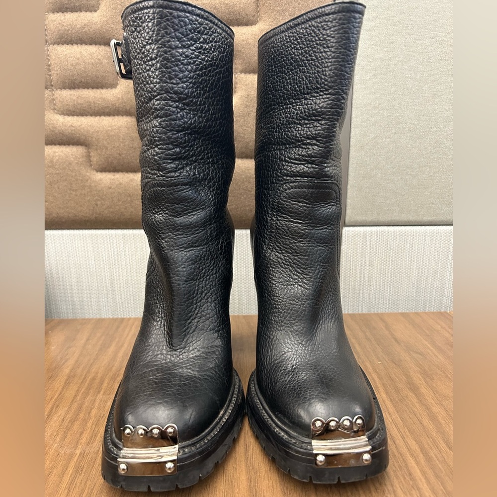 Miu Miu designer Moto boot. Made with Black Buffalo Calf Skin!